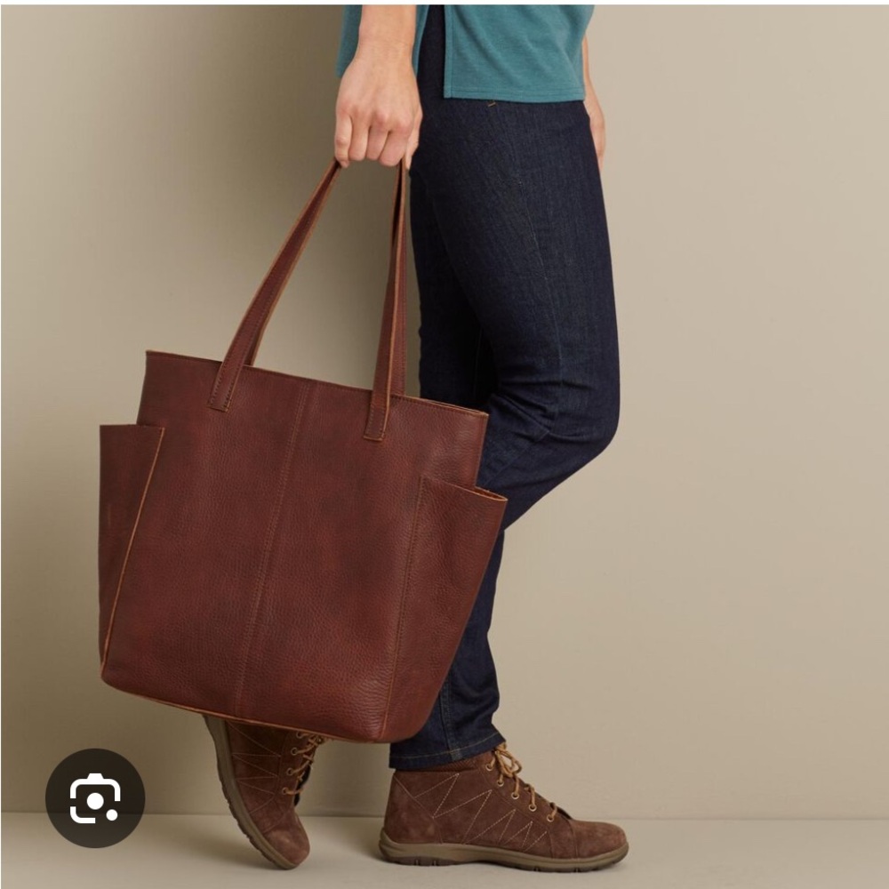 Duluth Trading Co Large Lifetime Leather Tote Bag Purse Patina Cordova Burgundy